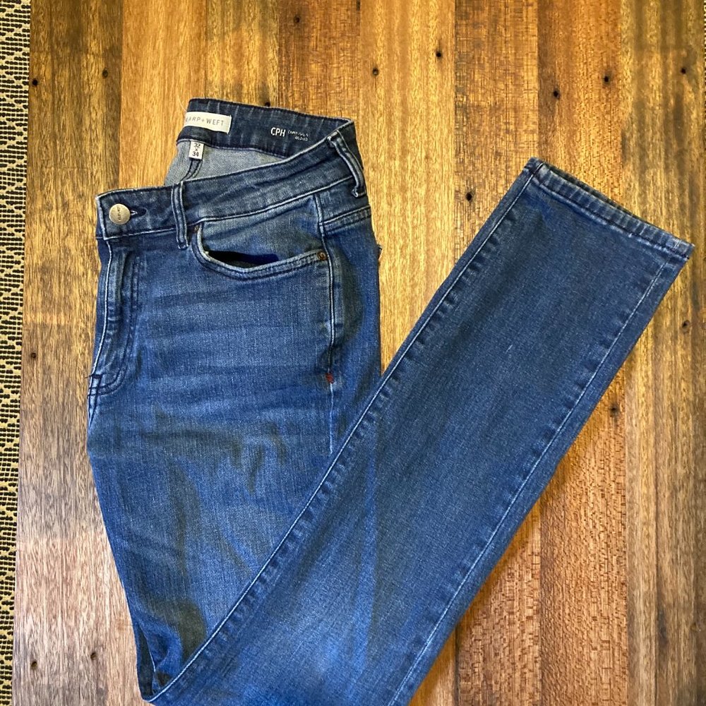 Warp + Weft Jeans - Copenhagen Slim Tailored Fit Dark Navy Wash Denim, 32x34
